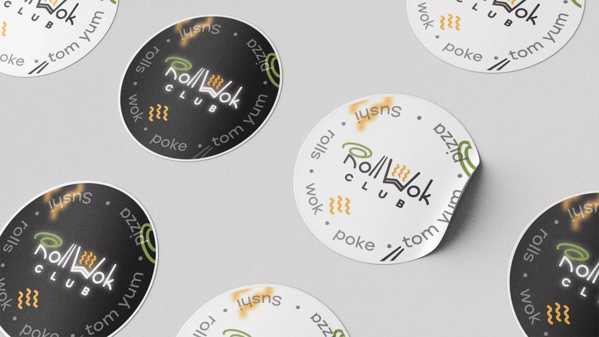 Разработка наклеек для суши-бара «Roll Wok Club» в Гудермесе