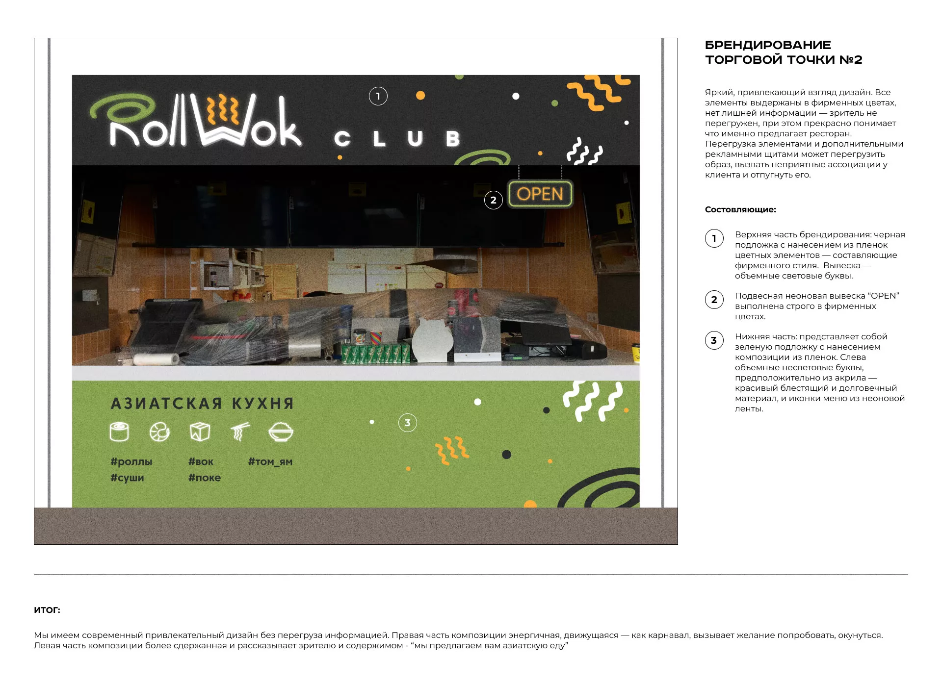 Брендирование торговых точек суши-бара «Roll Wok Club» в Гудермесе